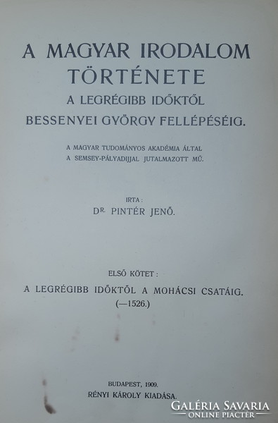 Jenő Pintér: the history of Hungarian literature i - ii.