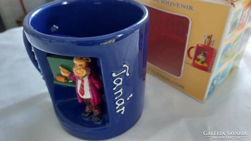 Blue ceramic mug - inscription 