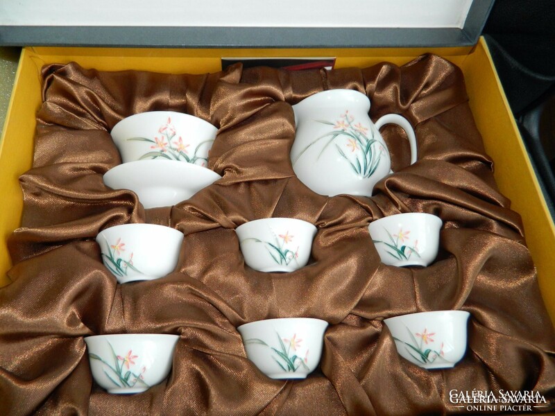LUXUS kínai kézzel festett jelzett Tao teás készlet dobozában