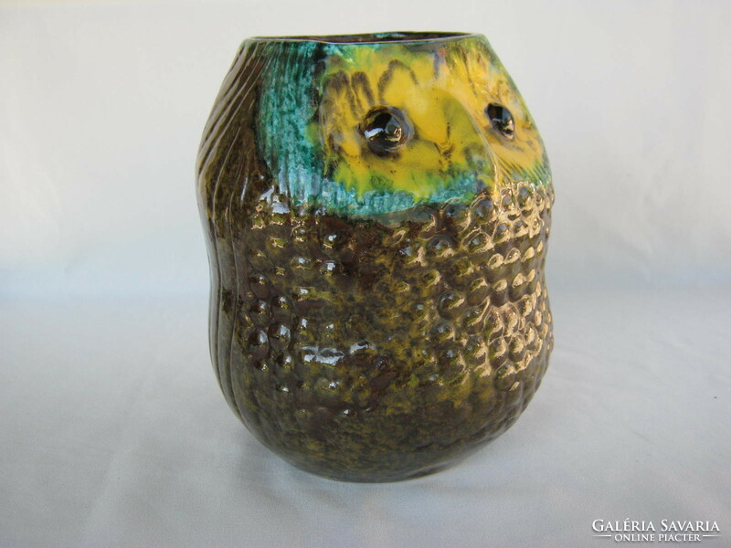 Retro ... Marked applied art ceramic owl vase