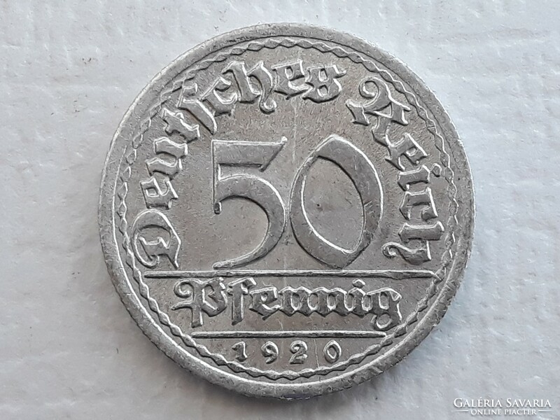 Németország 50 Pfennig 1920 F érme - Weimari Köztársaság 50 Pfennig 1920 külföldi pénzérme