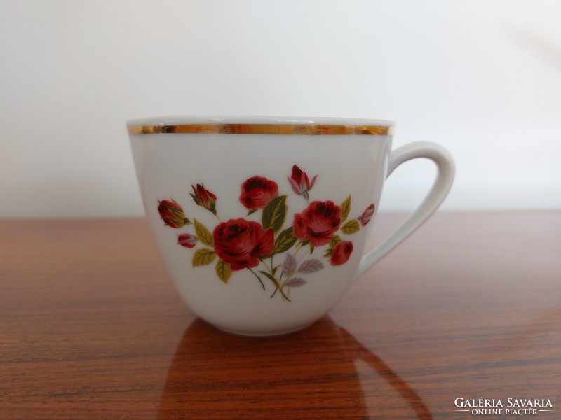 Régi Zsolnay porcelán rózsás csésze virágos kávés bögre