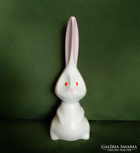 Rare aquincum porcelain standing eared rabbit bunny figure sculpture white, marked, gray tailor Antonia