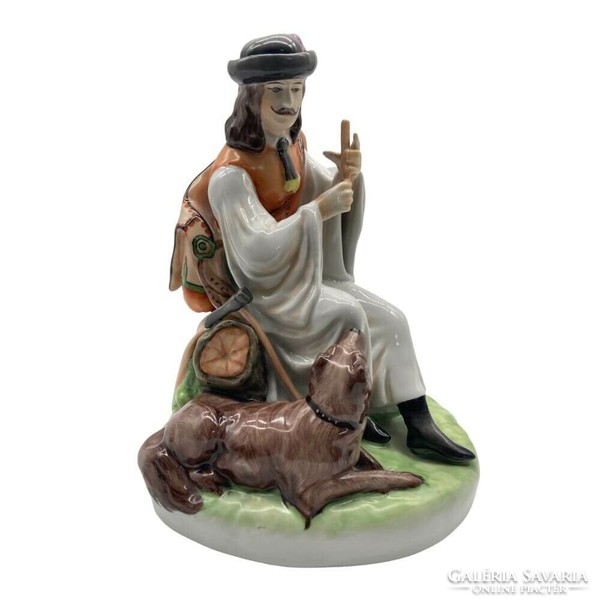 Zsolnay flute player with shepherd dog m1147