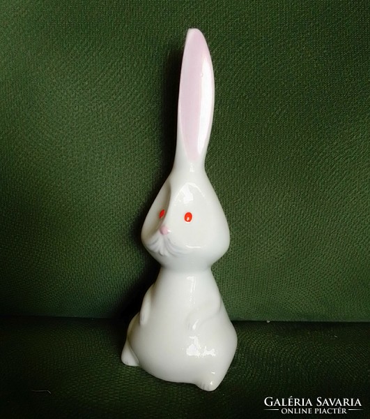 Rare aquincum porcelain standing eared rabbit bunny figure sculpture white, marked, gray tailor Antonia