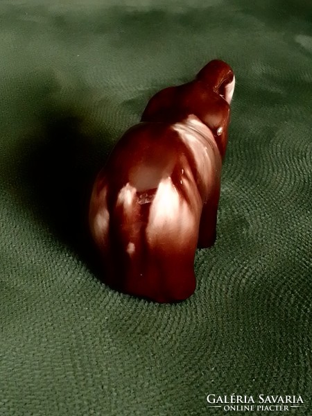 Brown glazed, art deco ceramic elephant figure, sculpture, hand painted
