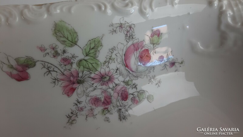 Gyönyörű virág mintás nagyméretű porcelán asztalközép, kínáló tál /199/