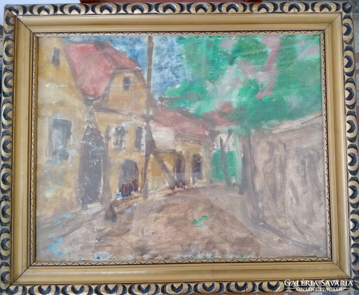 Street scene, oil painting on paper