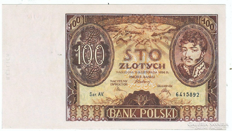 Lengyelország első köztársaság 100 zloty 1934 REPLIKA UNC