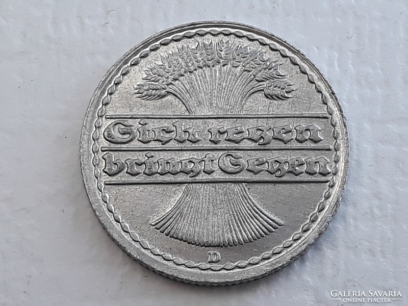 Németország 50 Pfennig 1922 D érme - Weimari Köztársaság 50 Pfennig 1922 külföldi pénzérme