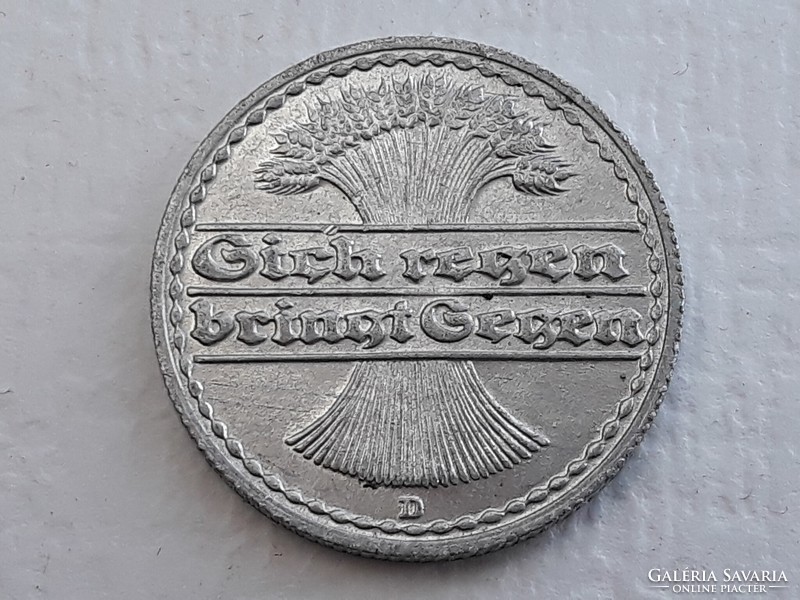 Németország 50 Pfennig 1922 D érme - Weimari Köztársaság 50 Pfennig 1922 külföldi pénzérme