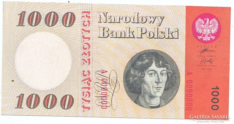 Lengyelország 1000 zloty próbanyomat 1962 REPLIKA UNC