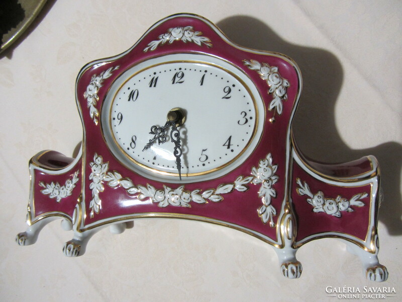Royal dux bohemia--hand-gilded porcelain-- table clock