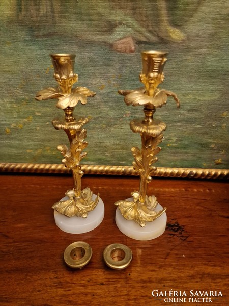 Pair of art nouveau bronze candlesticks