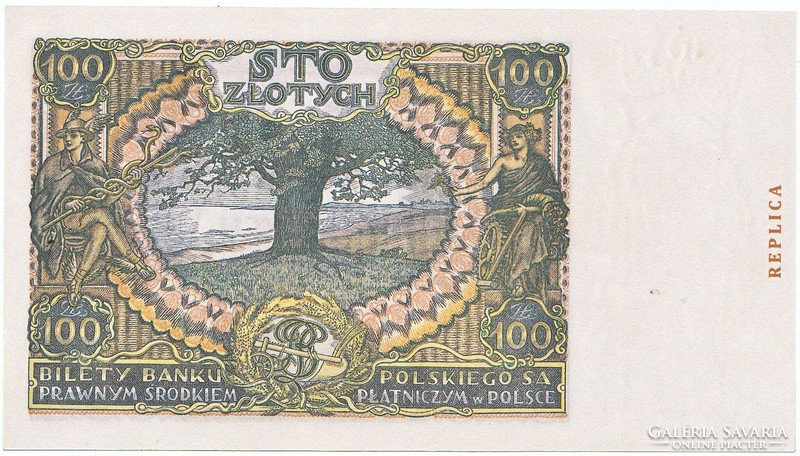 Lengyelország első köztársaság 100 zloty 1934 REPLIKA UNC