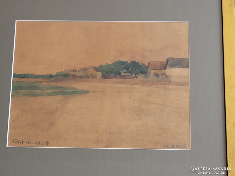1905 Béla Juszkó watercolor painting signed in a glazed frame