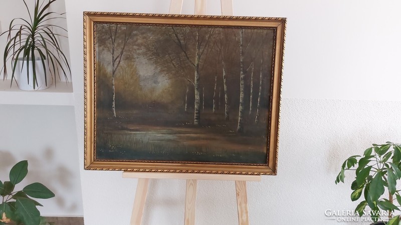 (K) Erdőbelső festmény70x57 cm kerettel, szignózott