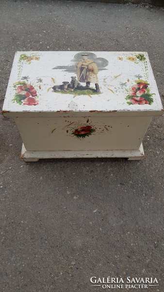 Antique folk painted shepherd flower chest.