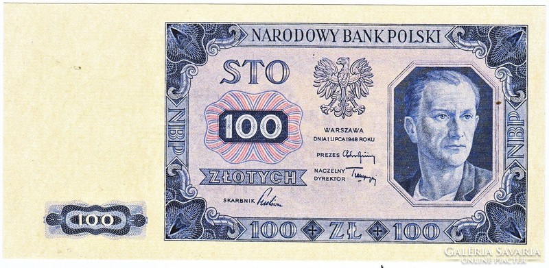 Lengyelország 100 zloty próbanyomat 1948 REPLIKA UNC