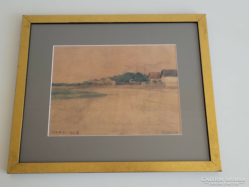 1905 Béla Juszkó watercolor painting signed in a glazed frame