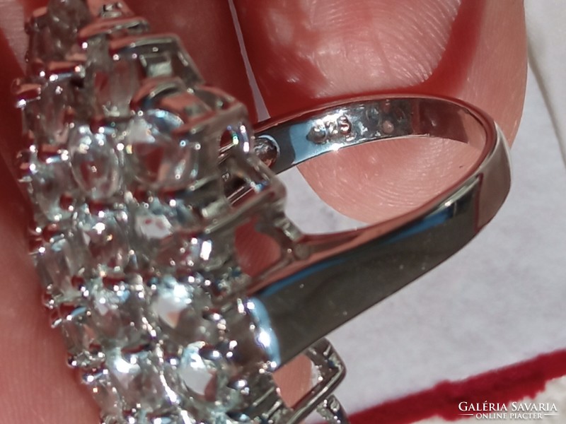 Akvamarin  925 ezüst gyűrű 59