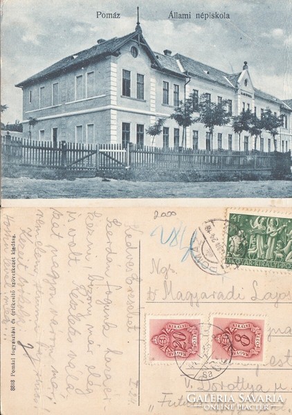 Pomáz state folk school 1924. There is a post office!