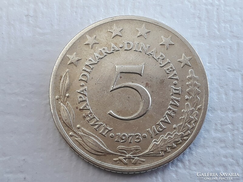 Jugoszlávia 5 Dínár 1973 érme - Jugoszláv 5 Dinara 1973 külföldi pénzérme