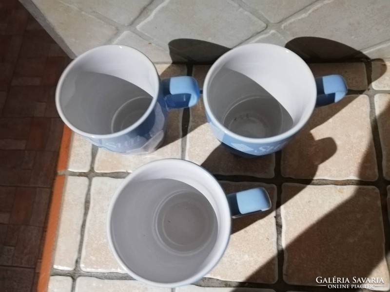 3 large blue mugs - 3 dl