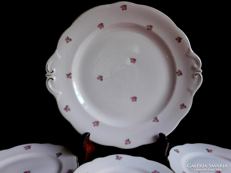 Richter Frenkl&Hahn (RFH) antik rózsaszín porcelán süteményes készlet