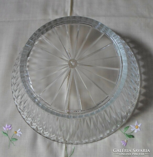 Retro / vintage glass bowl, thick glass centerpiece, deep bowl (salad, compote) 1.