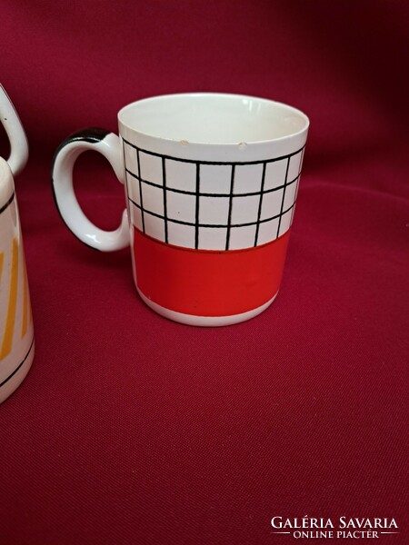 Granite beautiful mug mugs checkered striped nostalgia, village decoration collector's item