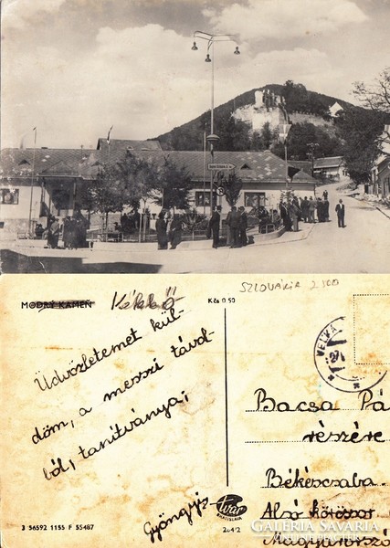 Slovakia blue stone, about 1950. There is a post office!