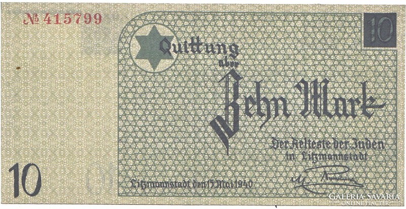Poland money of the Lóc ghetto 10 marks 1940 replica unc