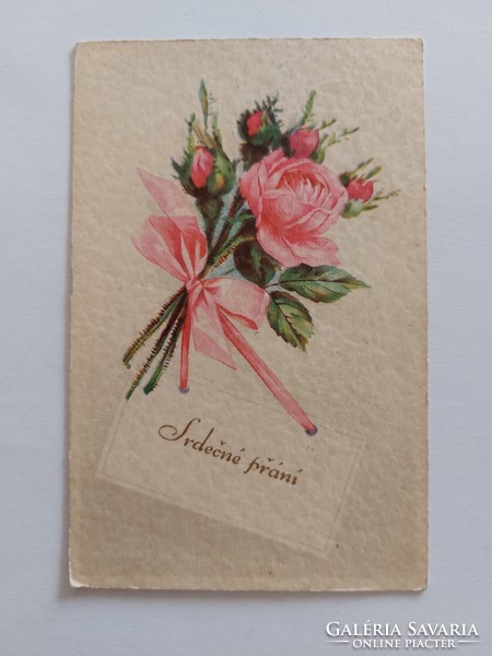 Régi rózsás képeslap 1919 virágos levelezőlap