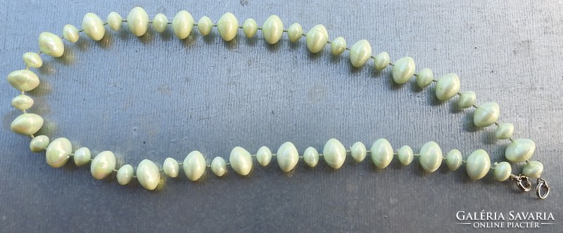 Greenish blue string of pearls necklace