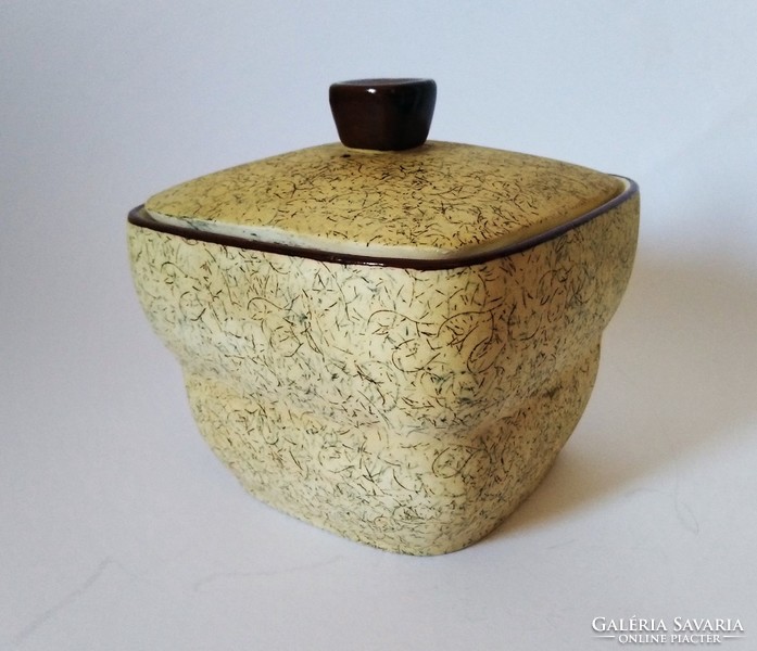 Amphora austria art-deco/bauhaus ceramic sugar bowl with lid, approx. 1920