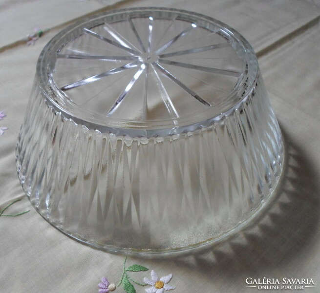 Retro / vintage üvegtál, vastag üveg asztalközép, mély tál (salátás, kompótos)  1.