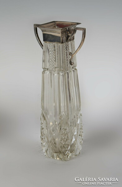 Ezüst nyakú csiszolt üveg szálas váza