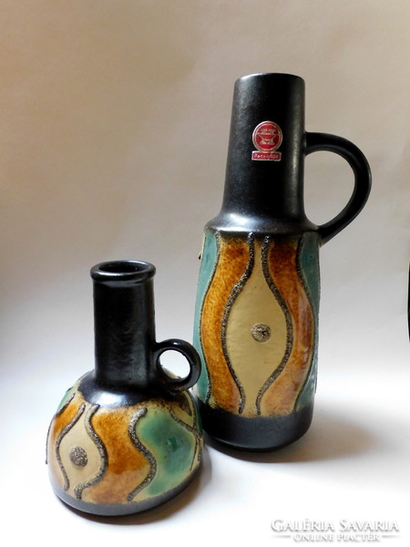 Veb haldensleben vase family with geometric pattern - two pieces