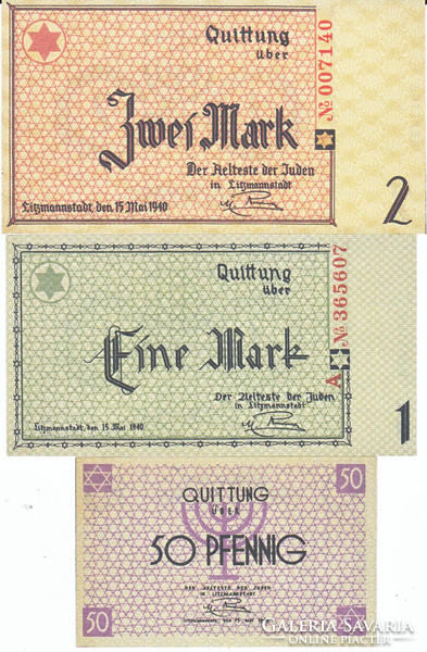Lengyelország A Lóci gettó pénze 50 pfennig-1-2 márka márka 1940 REPLIKA UNC