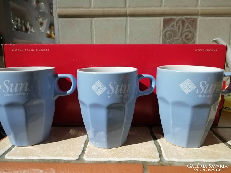 3 large blue mugs - 3 dl