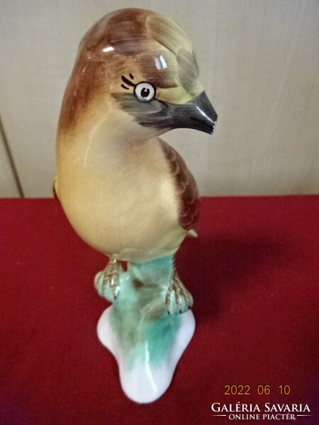 Bodrogkeresztúr glazed ceramic figure, hand-painted bird. He has! Jokai.