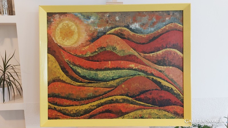(K) Barabás Géza festmény 1975-ből 106x85 cm kerettel gyönyörű kvalitásos festmény