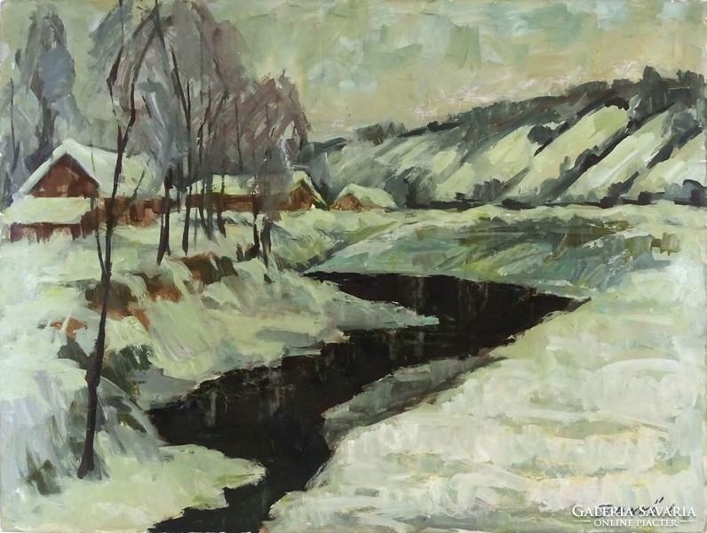 1L080 benkő: winter landscape with stream