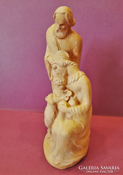 Art deco ceramic Holy Family statue under a glass hood - Kálmán Molnár - industrial art exhibition 1931.