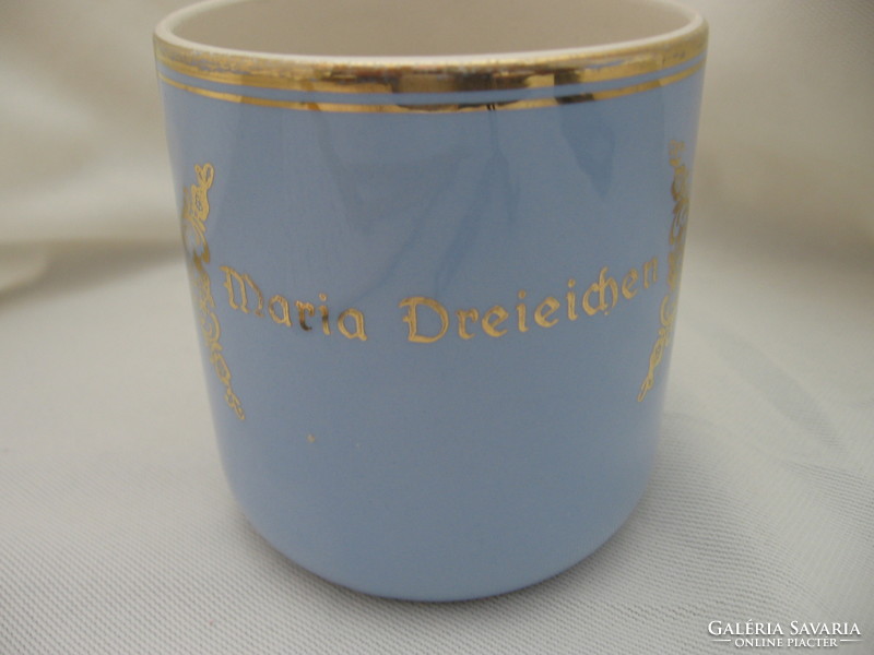 Világos kék arannyal Maria Dreieichen emlék csésze