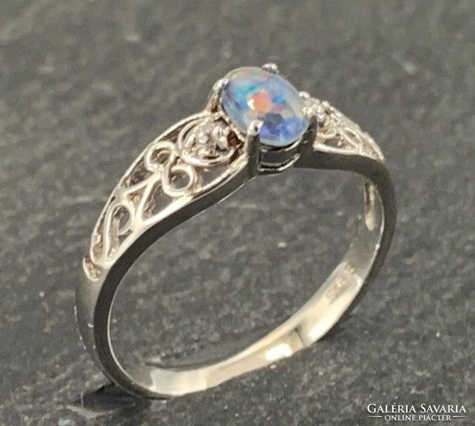 Opal gemstone/sterling silver ring, 925 - new 51 picimères