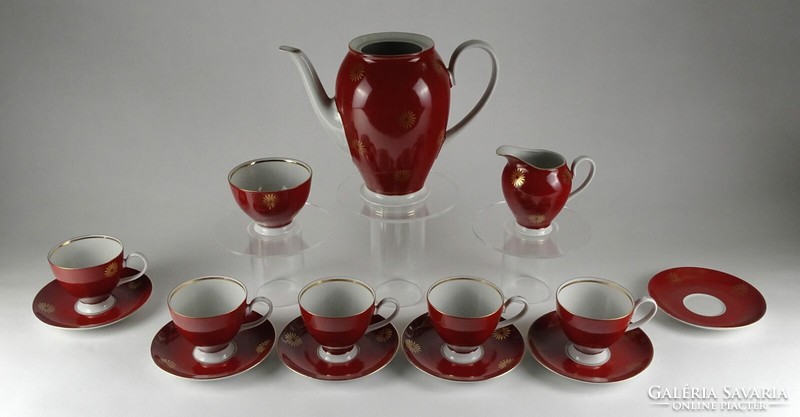 1L063 old gilt burgundy tea set