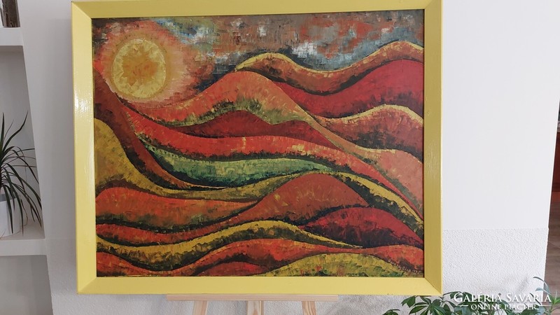 (K) Barabás geza painting from 1975 with frame 106x85 cm beautiful quality painting