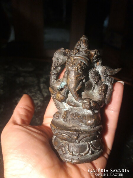 Antique ganesha thai bronze figure - elephant god statue